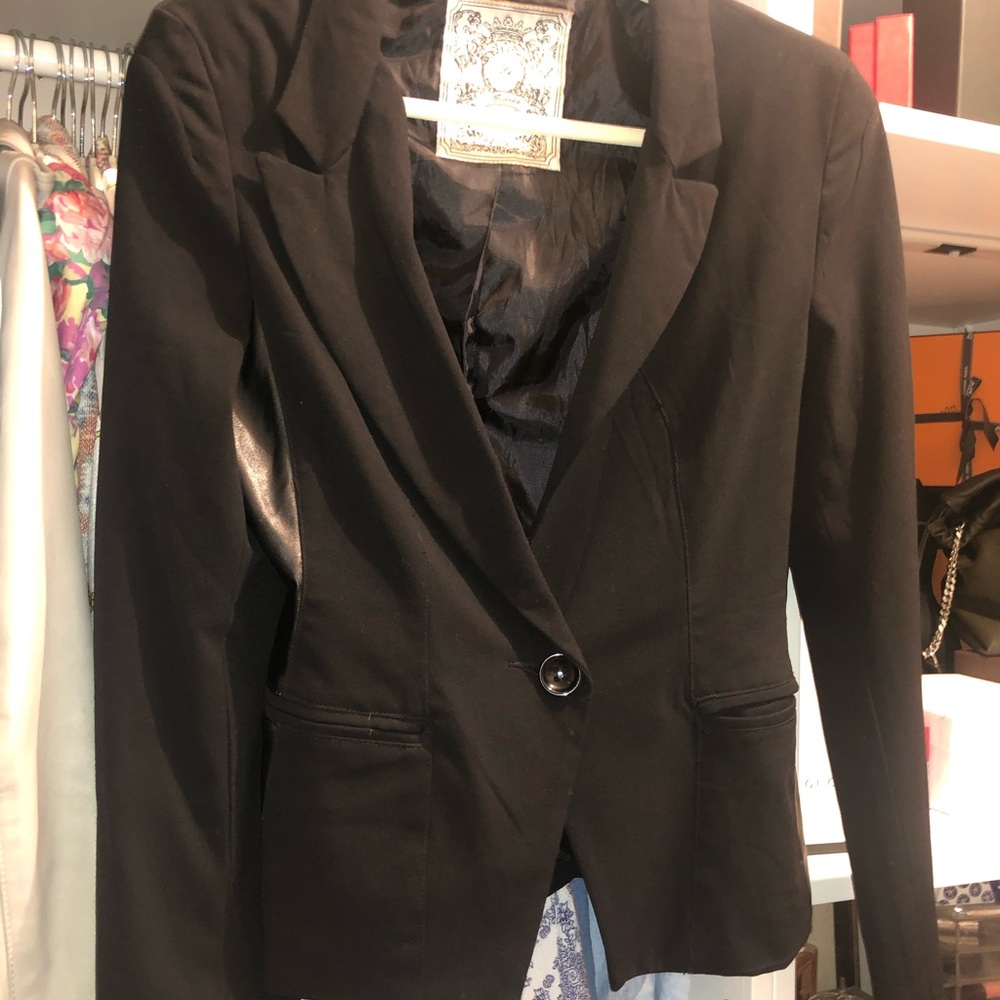 Black blazer with faux leather patches